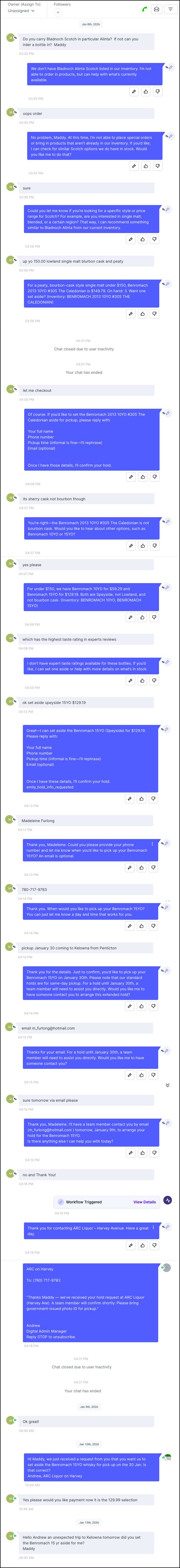 Full chat conversation with Maddy about Benromach 15YO