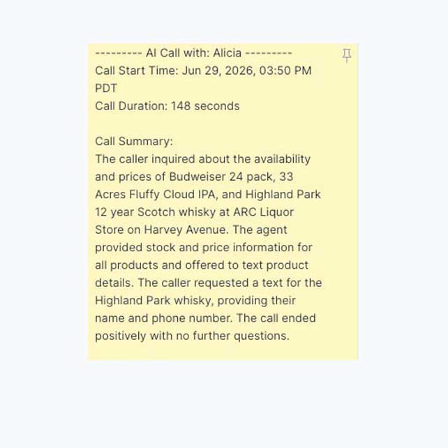 Alicia voice call note
