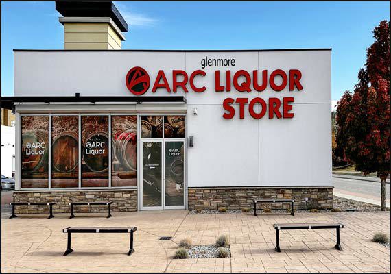 pic of the Kelowna Arc Liquor Store at their Glenmore address with their logo