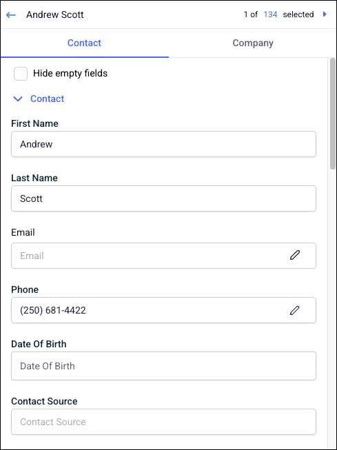 image of the contact details the AI collected.